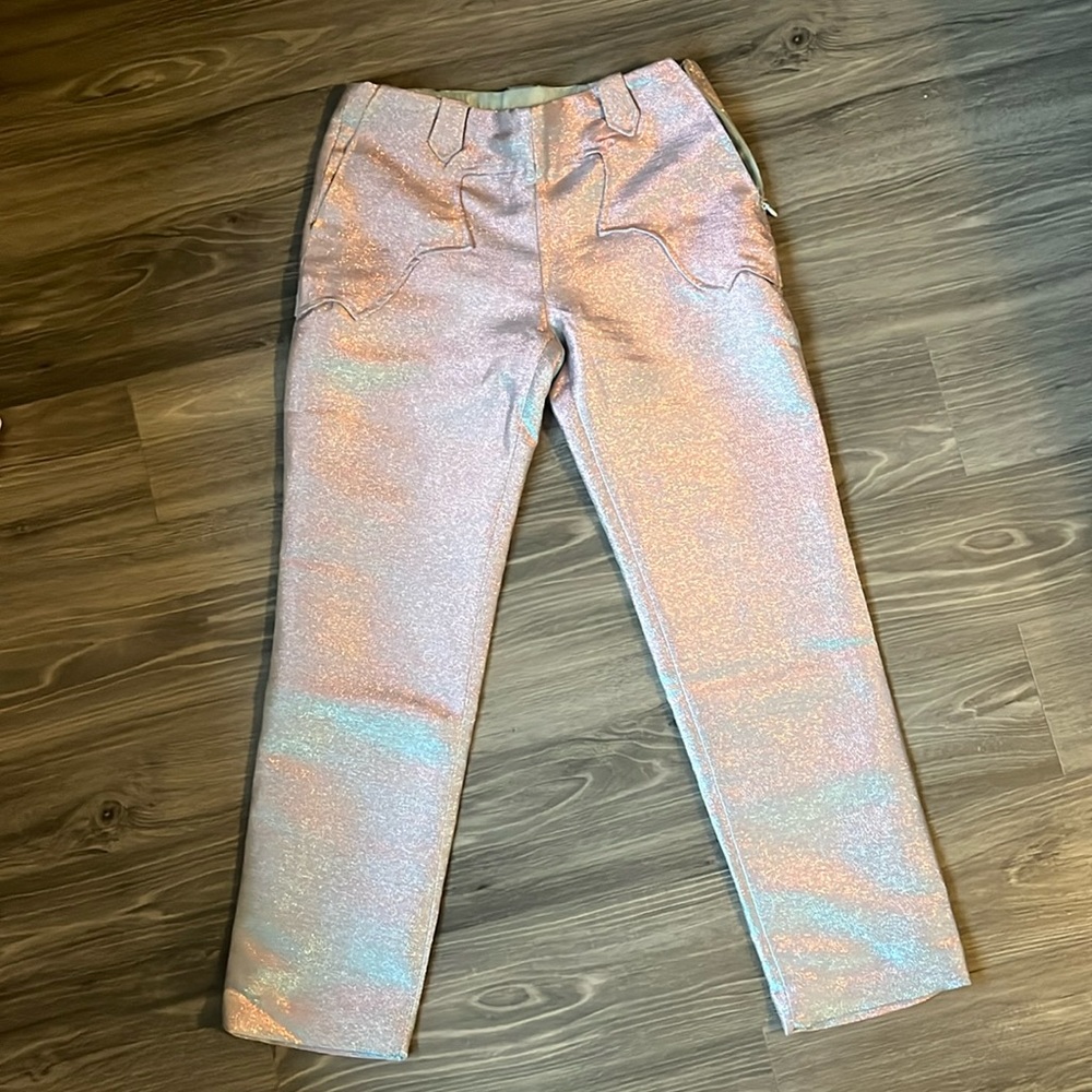 Iridescent Yoke pants , runs small but the photos do not do the pants justice.